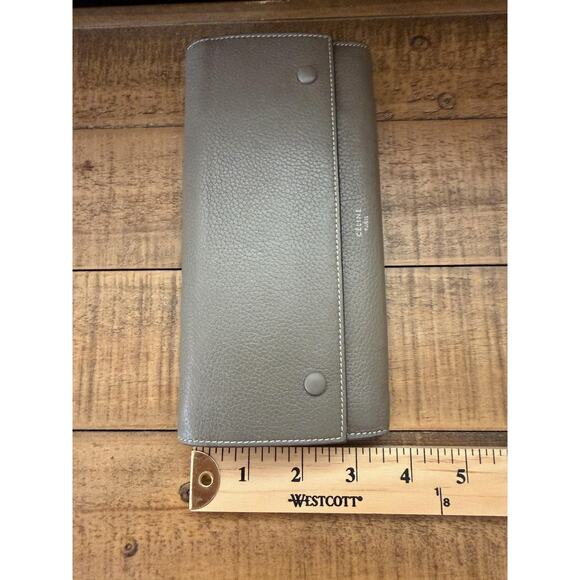 CELINE Paris Wallet Women's Gray Yellow Leather Continental Bicolor With COA - Picture 11 of 11